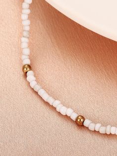 Color: White Gender: Women Material: PMMA Quantity: 1 piece Style: Fashionable Details: Beaded Type: Beaded IN Length 15.9-17.9 This data was obtained from manually measuring the product, it may be off by 1-2 CM. Bohemian Pearl Faceted Beads, Beach Pearl Beaded Necklaces With Spacer Beads, Pearl Beaded Necklaces With Spacer Beads For Beach, Pearl Necklaces With Spacer Beads For Beach, Beaded Chain Necklaces With Metal Beads, Trendy White Beaded Chain Necklace, Trendy White Beaded Necklace, Pearl Beaded Bracelets For Beach, Adjustable Pearl White Jewelry With Colorful Beads