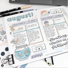 Weekly Log, Fish Theme, Fish Sea, Diary Ideas