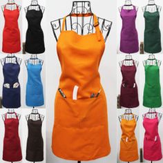 aprons with different colors and sizes on display