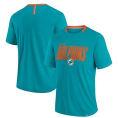 Rep your Miami Dolphins fandom from the first snap to the final whistle with this Fanatics Defender Fade Slant T-Shirt. This tee is made with breathable polyester fabric that will keep you cool and comfortable all day long. The bold Miami Dolphins wordmark printed across the torso leaves no doubt which team you support. Nfl Miami Dolphins, Retro Logo, Miami Dolphins, Woven Labels, White Nikes, Dolphins, Polyester Fabric, Miami, Mens Shirts