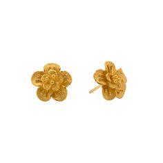 Add a touch of elegance to your everyday look with these stunning gold flower stud earrings. Crafted with precision and attention to detail, these earrings feature a beautiful floral design with five delicate petals and a textured surface. The center of each flower is adorned with a cluster of shimmering gold beads, creating a captivating focal point. Material: 24k Solid Gold Flower / 22k Solid Gold Post & Backings Approx. Weight: 7.20 Grams Width - Approx. 13.25 - 13.75mm FREE SHIPPING Within U Floral Studs, Flower Stud, Gold Flower, Flower Earrings Studs, Flower Studs, Pure Gold, Gold Flowers, Solid Yellow, Gold Beads