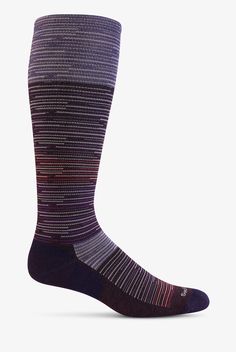 Sockwell Good Vibes Blackberry Women s 15-20mmHg Moderate Compression Socks • Soft blend of wool, rayon and stretch • Firm compression: 20-30 mmHg• Gradient compression • Controlled pressure from the ankle up • Promotes better blood circulation • Reduces leg fatigue • Non-binding top welt • Seamless toe closure • Ultralight cushion sole • Arch support • Accu-fit technology • APMA accepted • M L fits women’s shoe sizes 8-11 • M L also fits men’s shoe sizes 7-10 • Manufacturer style SW152W-340 • S Sockwell Compression Socks, Nurse Socks, Medical Shoes, Fits Men, Medical Uniforms, Fits Women, Compression Socks, Blood Circulation, Arch Support