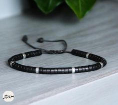 Black Stone Elegant Dainty Beaded Bracelet, Adjustable Minimalist 2x4mm unisex bracelet, Yoga Ethnic Style, Bohemian Bracelet, natural stone Bracelet Modern Adjustable Beaded Bracelets With Tiny Beads, Adjustable Beaded Bracelets With Tiny Beads For Meditation, Minimalist Handmade Beaded Bracelets For Meditation, Minimalist Hand-strung Beaded Bracelets For Meditation, Minimalist Hand Wrapped Friendship Bracelets With Round Beads, Bohemian Bracelet, Stil Boho, Yoga Bracelet, Bohemian Bracelets