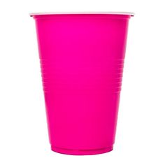 a pink plastic cup on a white background