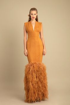 Feathered hemline sleeveless dress - HerTrove Sleeveless Fitted V-neck Dress For Gala, Chic Sleeveless V-neck Dress For Gala, Summer Gala Sleeveless V-neck Dress, Sleeveless V-neck Dress For Summer Gala, Feather Gown, Pleated Gown, Lace Evening Gowns, Printed Gowns, One Shoulder Gown