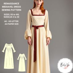 About this item Renaissance  Cosplay Dress Pattern Long Sleeve Maxi Flare Skirt Dress +,available as an instant download (pdf) sewing pattern bundle with a range of size options, including plus sizes ⭐US Sizes: 2, 4, 6, 8, 10, 12, 14, 16, 18, 20, 22, 24, 26, 28, 30 ⭐Standard Sizes: XS, S, M, L, XL, 2XL, 3XL, 4XL ⭐These patterns are suitable for A4, A0, and US Letter size papers. ⭐Once your payment is processed, you will automatically receive download links for the pattern files. Please note that you can only download the files from a computer; they will not work on a phone or iPad. ⭐This is a digital product. You will receive zip files containing the patterns and sewing instructions. ⭐Due to the nature of digital downloads, no refund, return, or exchange of the files is possible. However, Medieval Cosplay, Flared Skirt Dress, Dress Fairy, Costume Sewing Patterns, Maxi Robes, Fairy Dress, Cosplay Dress, Dress Sewing, Dress Sewing Pattern