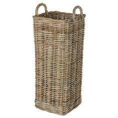 a large wicker basket with handles