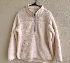 -Fleece Pull Over Sweater Zippered Sweat Shirt-Woman's size 12-14 In great shape no wear. Good and Warm  FREE SHIPPING  IN  A WHITISH IVORY COLOR Zips  Quarter way down Nice warm Pull Over In great condition, VERY CLEAN Thanks for shopping with us. Denise 💕 Pull Over Sweater, Ivory Color, Shirt Jacket, Sweat Shirt, Womens Shirts, Size 12, Jackets For Women, Adult Outfits, Womens Sizes