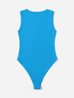 SHEIN Solid Skinny Bodysuit | SHEIN USA Blue Sleeveless Bodysuit For Swimming, Sleeveless Blue Bodysuit For Party, Blue Sleeveless Tank Top For Swimming, Blue Sleeveless Party Bodysuit, Casual Blue Sleeveless Bodysuit, Blue Tank Top For Swimming, Casual Sleeveless Tops For Swimming, Blue Body Suit, Cami Bodysuit