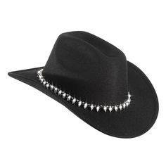 PRICES MAY VARY. ✨Comfortable Material - This hat is made of 65% cotton and 35% polyester, which is lightweight and skin-friendly. It is comfortable to wear for a long time without feeling uncomfortable and is very affordable and durable ✨Exquisite Design - The rhinestones of this cowboy hat sparkle under the light and combine fashion elements to make you the center of attention, perfect for everyday or party wear ✨Size - The head circumference of the hat is 56-58cm/22-22.8 inches, which is suit Cowboy Hats Black, Bling Cowgirl Hat, Feeling Uncomfortable, Rhinestone Cowgirl, Black Cowboy Hat, Bling Belts, Fashion Elements, Rhinestone Fringe, Black Cowboy