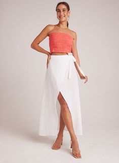 Bella DahlMaxi Wrap Skirt - WhiteBottoms Fitted Maxi Skirt For Beach In Summer, Spring Beach Maxi Skirt With Lining, Fitted Summer Maxi Skirt For Beach, Fitted Summer Maxi Skirt For The Beach, Fitted Summer Maxi Skirt, Chic Summer Maxi Skirt For Day Out, Summer Style Maxi Skirt For Day Out, Breezy Summer Maxi Skirt With Lined Skirt, Breezy Summer Maxi Skirt