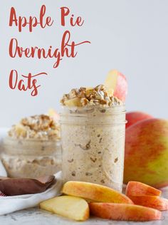 an apple pie overnight oats in a mason jar