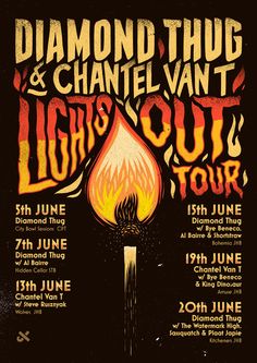 the poster for diamond thu and chantel van's lights out tour, which is