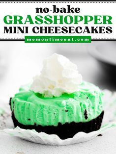 A St. Patrick's Day dessert recipe for mini grasshopper cheesecakes! Piled atop an Oreo crust and loaded with mint flavor, these No-bake Grasshopper Mini Cheesecakes are a delicious and easy St. Patrick's Day treat you'll want to have year-round! St Patrick's Day Dessert, Oreo Crust, Mini Cheesecakes, Dessert Recipe, No Bake Desserts, No Bake, Oreo, Cheesecake, Dessert Recipes