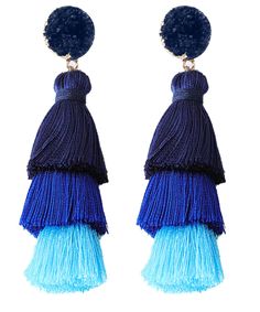 PRICES MAY VARY. 🎯 Elevate Your Style: With their mesmerizing tassel details and vibrant colors, our tassel earrings instantly elevate any outfit, whether it's a casual daytime look or a glamorous evening ensemble. Take your fashion game up a notch and become the epitome of chic. 🌟 Unleash Your Confidence: Let your accessories do the talking! These tassel earrings are more than just adornments; they're confidence boosters. Wear them with pride and watch as heads turn in awe of your impeccable Black Dangle Earrings, Blue Tassel Earrings, Sleek Updo, Black Earrings Dangle, Confidence Boosters, Blue Dangle Earrings, Gem Earrings, Bohemian Colors, Black Earrings