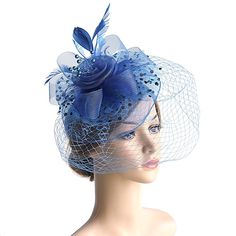 Category:Headdress,Headwear,Hats,Fascinators; Embellishment:Tulle,Splicing,Pure Color,MiniSpot,Bows,Feather; Gender:Women's; Quantity:1 PC; Theme:Classic Theme,Head,Vintage Theme,Fashion,Birthday,Wedding,Holiday; Style:Elegant,Vintage; Hats Category:Top Hat,Floppy Hat,Veil Hat; Occasion:Cocktail,Horse Race; Material:Organza; Front page:WE; Shipping Weight:0.13; Listing Date:03/25/2024; Head Circumference: Veil Fascinator, Hat Veil, Veil Hat, Kentucky Derby Fashion, Derby Fashion, Blue Fascinator, Veiled Hats, Derby Fascinator, Birthday Fashion