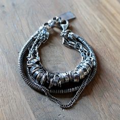 This Is A Unique, Handmade Bracelet In Genuine 925. Sterling Silver. It's Weathered/ Aged On Purpose,But Can Be Polished To A High Shine, If You Prefer That Look Instead. It's Brand New, Never Worn Because It's Too Small For Me. The Bracelet Measures Approximately 6.25", So This Is Made For A Smaller Wrist. Ships On Same Day, Except On Weekends/ Holidays Packaged With Care Adjustable Silver Beaded Fusion Bracelet, Metal Bangle Chain Bracelet With Sterling Silver Clasp, Adjustable Sterling Silver Beaded Fusion Bracelets, Handmade Unique Sterling Silver Bracelet, Sterling Silver Clasp Metal Bangle Chain Bracelet, Metal Bangle With Sterling Silver Clasp, Sterling Silver Fusion Beaded Bracelets As Gift, Sterling Silver Fusion Beaded Bracelets For Gifts, Unique Metal Bracelet With Oxidized Finish