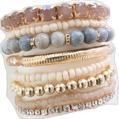 Elegant Stacked Bracelets With Round Beads, Elegant Adjustable Stacked Beaded Bracelets, Stackable Crystal Bracelet With Round Beads, Stackable Beaded Bracelets, Bracelet Stacks, Layered Bracelets, Bracelet Stack, Stone Bracelet, Stylish Accessories