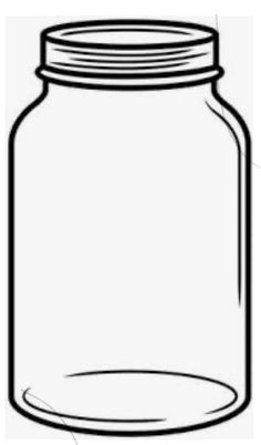 a glass jar filled with liquid or water, black and white illustration on a white background