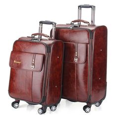 High quality caster trolley suitcase fashion ladies designer Retro trolley… Retro Luggage, Bags Business, Leather Suitcase, Leather Pleated Skirt, Diy Bags Patterns, Cow Skin, Handbags Casual