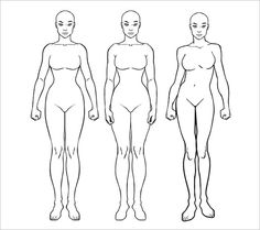 three female mannequins standing side by side, each with their own body shape