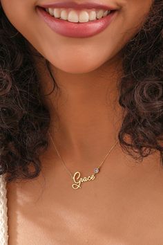 We creating this handmade nameplate necklace you see mother using 925 sterling silver and 14k gold. It is the perfect accessory that will suit your shine or make it feel special. It will be a unique gift that will add meaning to your precious days such as graduations, birthdays, mother's days, wedding events. If you like the personalized jewelry we have created for you, you can look at we other designs here: https://www.etsy.com/shop/DaintyPersonalizedCo Check out our social media @daintypersona Nameplate Jewelry Gift For Mom, Mother's Day Gold Birthstone Necklace With Name, Customizable Elegant Nameplate Birthstone Necklace, Gold Birthstone Necklace With Name On Round Pendant, Customizable Gold Birthstone Necklace Gift For Mom, Elegant Birthstone Necklace For Mom, Elegant Customizable Birthstone Necklace For Mom, Elegant Customizable Gold Birthstone Necklace, Gold Name Necklace With Birthstone For Mom