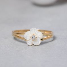 Delicate White Flower-shaped Ring, Delicate White Flower Shaped Ring, Dainty White Flower Promise Ring, Dainty White Flower Ring For Promise, Flower Shaped Ring For Wedding And Mother's Day, Dainty White Flower Ring, Elegant Flower-shaped Birthstone Rings, Elegant Flower Shape Birthstone Rings, Elegant Flower Shaped Birthstone Rings