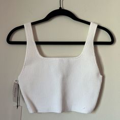 Super Cute Crop Top From Babaton By Aritzia - New With Tags, Minor Snag As Pictured. Perfect Basic For Pairing In The Spring/Summer White Knitted Cropped Top, Cute Crop Top, Aritzia Babaton, Cute Crop Tops, White Color, Super Cute, Crop Top, Spring Summer, Crop Tops