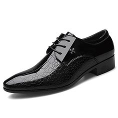 Category:Oxfords; Upper Materials:PU; Embellishment:Metal; Season:Fall,Spring; Gender:Men's; Activity:Walking Shoes; Toe Shape:Pointed Toe; Style:Business; Outsole Materials:Rubber; Occasion:Office  Career,Wedding; Closure Type:Lace-up; Function:Wear Proof,Height-increasing,Non-slipping,Breathable; Pattern:Solid Colored; Shipping Weight:0.8; Listing Date:01/13/2021; Foot Length:; Size chart date source:Provided by Supplier.; Special selected products:COD Patent Leather Oxfords, Business Casual Shoes, Oxford Shoes Men, Business Shoes, Leather Oxford Shoes, Formal Shoes For Men, Business Formal, Style Noir, Black Leather Shoes