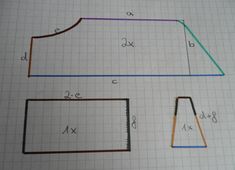 three different shapes are shown on a sheet of paper