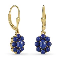 PRICES MAY VARY. Flower Earrings - These blue flower earrings for women are designed in the shape of a flower, depicting the blooming season. 3.6 Ct. of lapis lazuli stones are placed in prong settings. The side stones are round 3 MM in size, while the main stone is an oval 6x4 MM. 18K Yellow Gold Plated Earrings - These lapis lazuli earrings are made from the ION plated 18K yellow gold over brass metal, weight is 2 grams. 18K yellow gold plated jewelry ensures shininess. ION Plating makes jewel Blue Cluster Drop Earrings As Gift, Blue Drop Cluster Earrings For Gift, Blue Flower Shaped Earrings For Formal Occasions, Elegant Blue Cluster Earrings As Gift, Elegant Blue Cluster Earrings For Gift, Blue Flower-shaped Formal Earrings, Formal Blue Flower Earrings, Blue Formal Flower-shaped Earrings, Formal Blue Flower-shaped Earrings