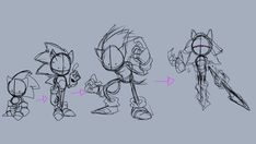 some sketches of sonic the hedge character