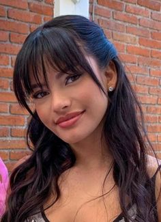 Hairstyle Bangs Wedding, Fringe Bangs Big Forehead, Shoulder Hair With Fringe, Up Do With Fringe, Armpit Length Hair With Bangs, Bangs On Brunettes, Fringe With Straight Hair, Straight Bangs Haircut, Hairstyle Inspo With Bangs