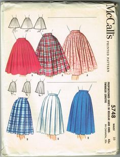 an old fashion sewing pattern with different skirts