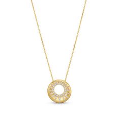 The Diamond Scattered Cirlce Pendant Necklace is crafted from high-quality gold, featuring a unique pattern of brilliant round diamonds totaling approximately 0.60 carats. Formal Yellow Gold Diamond Necklace With Sparkling Stones, Dazzling Yellow Gold Diamond Necklace With Sparkling Stones, Luxury Diamond Necklace With Sparkling Yellow Gold Stones, Yellow Gold Diamond Necklace With Sparkling Stones, Polished Finish Yellow Gold Round Cut Diamond Necklace, Luxury Yellow Gold Diamond Necklace With Sparkling Stones, Luxury Diamond Necklace With Sparkling Stones, Luxury Round Diamond Necklace With Sparkling Stones, Cubic Zirconia Diamond Necklace With Round Pendant