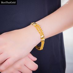 This Shop has a Special Free Gift (Chain) for Every Order. 😊🙏 Item: 1 x Bracelet For: Unisex Type: GOLD PLATED over Brass, Nickel free Gold Purity: 96.5% Surface: Sand Matted Length: ~ 6.5-7 inches Weight: ~ 20 grams Color: Yellow Gold ( slightly +/- from photo ) Handmade from Thailand. Thai gold plating technic really solid and stunning look. Rewarding your life from hard working, match up your dress, bridesmaid wedding engagement or a gift to someone special for you. The Craftsmanship of Tha Yellow Jubilee Bracelet For Anniversary, Anniversary Yellow Jubilee Bracelet, Yellow Gold Jubilee Bangle Bracelet, Gold Chain Bracelet For Anniversary, Yellow Bangle Bracelet For Anniversary, Elegant Yellow Chain Bracelet With Jubilee Style, Yellow Gold Jubilee Bracelet As Gift, Yellow Gold Jubilee Bracelet Gift, Yellow Gold-plated Bangle Bracelet