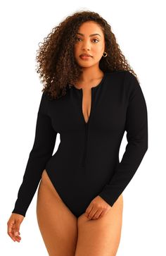 Take a dive into style with the Shoal One Piece! This one-piece is perfect for taking a dive into the fashion world with its long sleeve design and relaxed fit. Enjoy the coziness of the fabric while you look your best. Get ready to make a splash in the Shoal One Piece! 88% Nylon 12% Spandex Imported from Vietnam Moderate coverage Front zipper Long sleeve Black Long Sleeve Bodysuit With Zipper, Black Long Sleeve Bodysuit With Zipper Closure, Casual Black Long Sleeve Swimwear, Hairstyling Products, Led Fashion, Long Sleeve Design, Rollerball Perfume, Beauty Sale, Fragrance Design