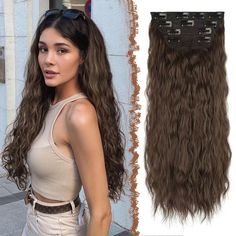 PRICES MAY VARY. [Soft & Tangel-free Hair] High quality heat resistant synthetic fiber, which is natural and it blends in well with your own hair. We've given the wavy hair a more subtle curl than ever before to help you stand out of all the others. [Add Length & Volume] Double weft to add extra volume on the clip in hair pieces with no glue, no tape, causing no damage to your hair and scalp and with less shedding. With 20" wavy hair achieving charming waves is a snap! [Just Clip & Go] Eleven pr Clip Extensions, Brown Hair Extensions, Clip In Hair Pieces, Deep Wave Hairstyles, Clip In Hair, Clip In Extensions, Head Hair, Clip Hair, Manicure Y Pedicure