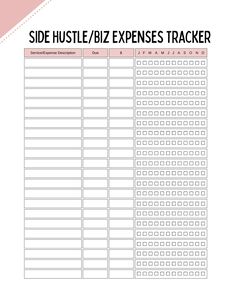 the side hustle / biz expresses tracker is shown in red and white