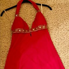 Perfect For Your Next Wedding, Homecoming Dance Or Bachelorette Party! Never Worn Hot Pink Cocktail Dress Has Gold Embellishments Along The Bust And Neckline Halter Straps Has A High Low Hemline Mcbling Dress, Thrift Manifestation, Dresses Hot Pink, Hot Pink Cocktail Dress, Thrift Ideas, Homecoming Dance, Pink Cocktail, Sublimation Ideas, Wardrobe Pieces