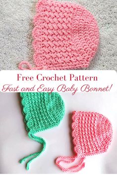 Super easy and cute crochet baby bonnet Baby Bonnet Pattern Free, Crochet Baby Bonnet Pattern, Crochet Baby Cap, Crochet Baby Bonnet, Crochet Baby Hat Patterns