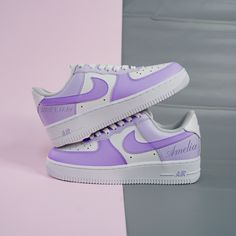 Light purple with Dark Purple Swoosh Air Force 1s Custom Shoes Sneakers-shecustomize Flowers Anime, Af1 Custom, Custom Af1, Air Force 1s, Unique Sneakers, Air Force 1 Custom, Purple Sneakers, Sneaker Lovers, Custom Air Force 1