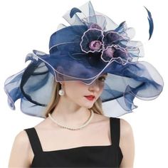 100% Polyesterfascinator Kentucky Derby Hat Is Meticulously Handcrafted By Us. Wide Brim Hat Have Beautiful Decorations: Flower, Feathers, Mesh Etc. The Flower Can Be Remove And You Can You Can Treat It As Fascinators. High Quality Tea Party Organza Sun Hat Adopt A Lightweight And Elegant Double Layered Material Design,Ultra Lightweight Materials Won't Make You Feel Heavy At Church Weddings,Your Skin From The Ultraviolet From Sunshine While Going Out.Sweatband Drawstring Adjuster Inside.Fascinat Blue Fascinator With Short Brim For Summer, Blue Short Brim Fascinator For Summer, Summer Blue Fascinator With Short Brim, Blue Short-brimmed Fascinator For Summer, Blue Mini Hat For Beach, Blue Summer Fascinator Hat, Spring Blue Fascinator With Short Brim, Blue Costume Hats And Headpieces For Races In Spring, Blue Costume Hats And Headpieces For Spring Evenings