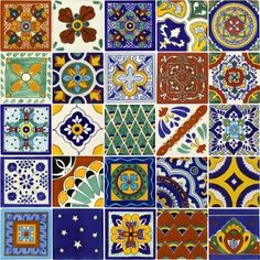 many colorful tiles are arranged together