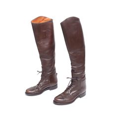 "You are looking at a great pair of vintage Dehner riding boots. Nice worn in condition. They measure 10\" from heel to tie and are 20\" tall.  If you would like to see additional photos or have any other questions, please do not hesitate to ask, and thanks for looking!  Shipping disclaimer: All domestic orders under 16oz ship USPS Ground Advantage. All domestic orders over 16oz ship USPS priority mail. All international orders under 4lbs ship via Etsy's Global Shipping Program. All international orders over 4lbs ship USPS priority mail. If international buyers wish to have a package that is under 4lbs shipped via priority mail, please contact me before purchasing so that I can adjust the shipping charges. Insurance can be added to any domestic or international order, please contact me bef Classic Vintage Brown Boots For Formal Occasions, Vintage Goodyear Welted Cap Toe Boots, Vintage Fitted Cap Toe Boots, Fitted Cap Toe Vintage Boots, Fitted Vintage Boots With Leather Lining, Fitted Vintage Cap Toe Boots, Vintage Riding Boots For Fall, Fitted Vintage Boots With Goodyear Welt, Vintage Leather Riding Boots