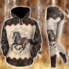 .Horse Mandala Hoodie & Legging 3D All Over Print custom name #H Leggings Hoodie, Yoga Pant, Gifts For Horse Lovers, Horse Lover, Horse Riding, Custom Name