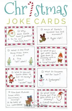 christmas joke cards with santa claus and snowman