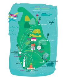 an illustrated map of the state of hawaii with all its attractions and locations on it