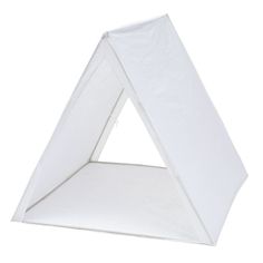 a white tent with the door open on a white background, it's very easy to set up