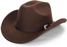 PRICES MAY VARY. High Quality: 65% cotton, 35% polyester, Breathable, lightweight and comfortable for all-day wear. Design: Perfect design For Cowboy And Cowgirl, You Can Make The Black Cowgirl Hat Fit Well With Adjustable String. Look Like a Native Texas Rancher or Rodeo Rider in this felt fedora cowboy Hat. Size: Adjustable strap inside; Hat Circumference: 22.4"-23.2", which fits most people, unisex design suitable for both men and women. Occasions: Western Cowboys Cowgirl Hat is perfect for w Halloween Costumes Cowgirl, Cowgirl Hats Western, Cowboy Hats Women, Brown Cowboy Hat, Rodeo Rider, Black Cowgirl, Felt Cowboy Hats, Western Cowboy Hats, Wool Caps